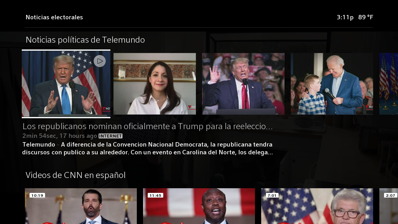 The Election Central hub on Xfinity X1