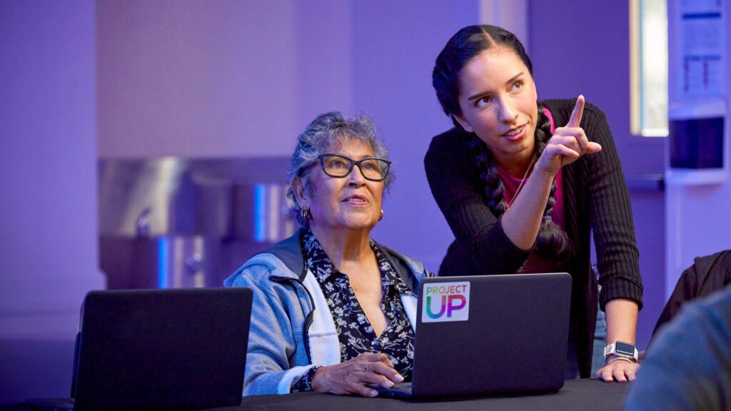 Digital Navigator teaching a digital skills class.